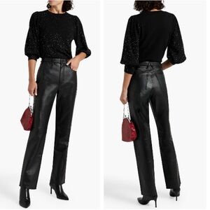 Autumn Cashmere Crystal-embellished Cashmere Sweater Black Puff Sleeve Medium